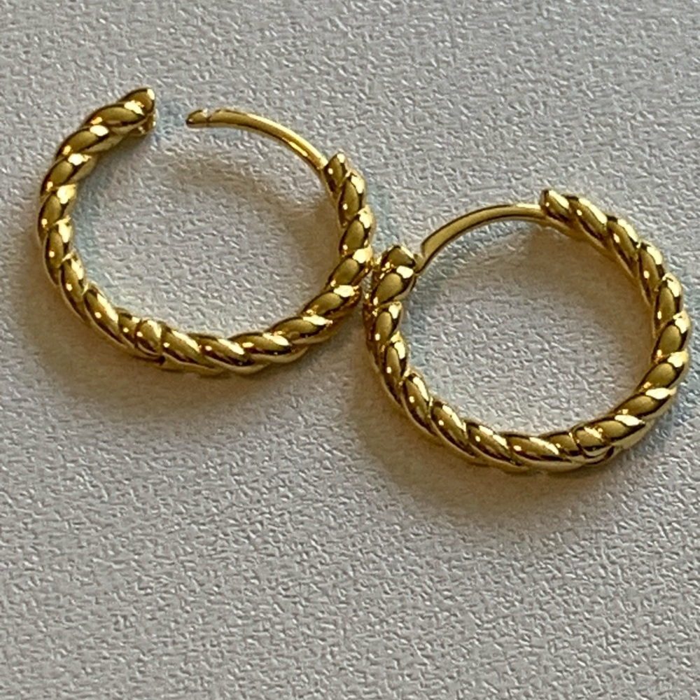 Elegant 14k Gold Plated Hoop Earrings NWOT